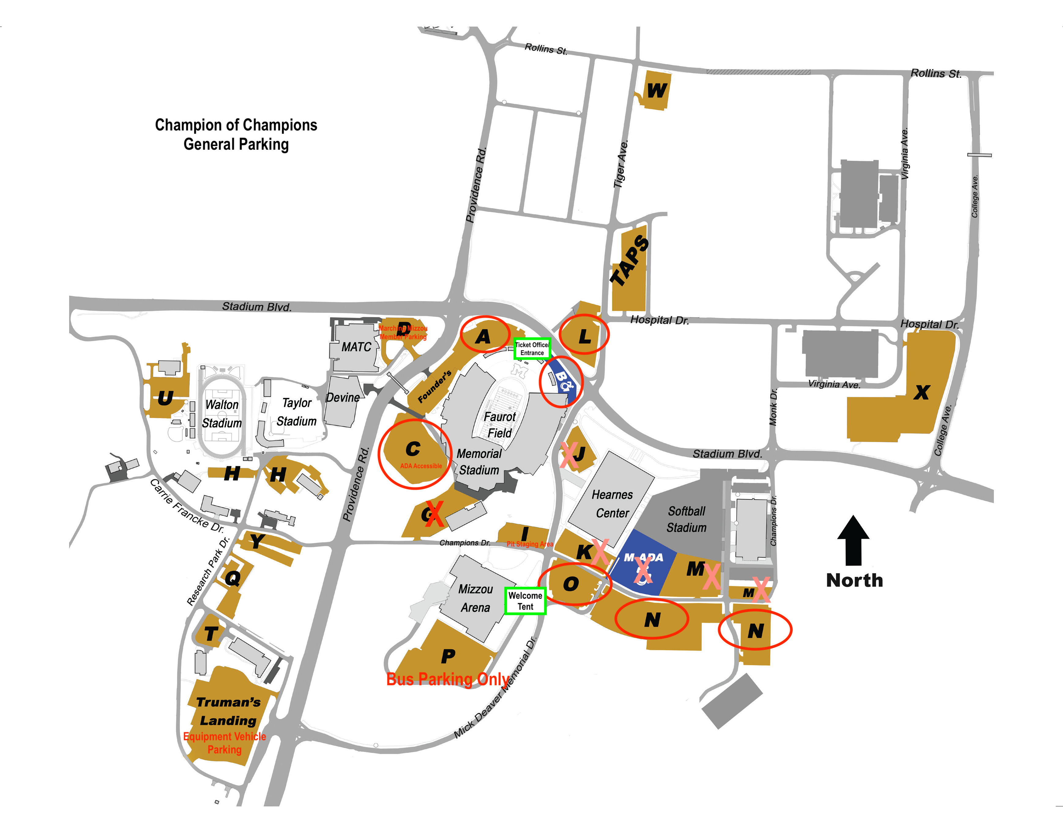 Champion of Champions General Parking Map