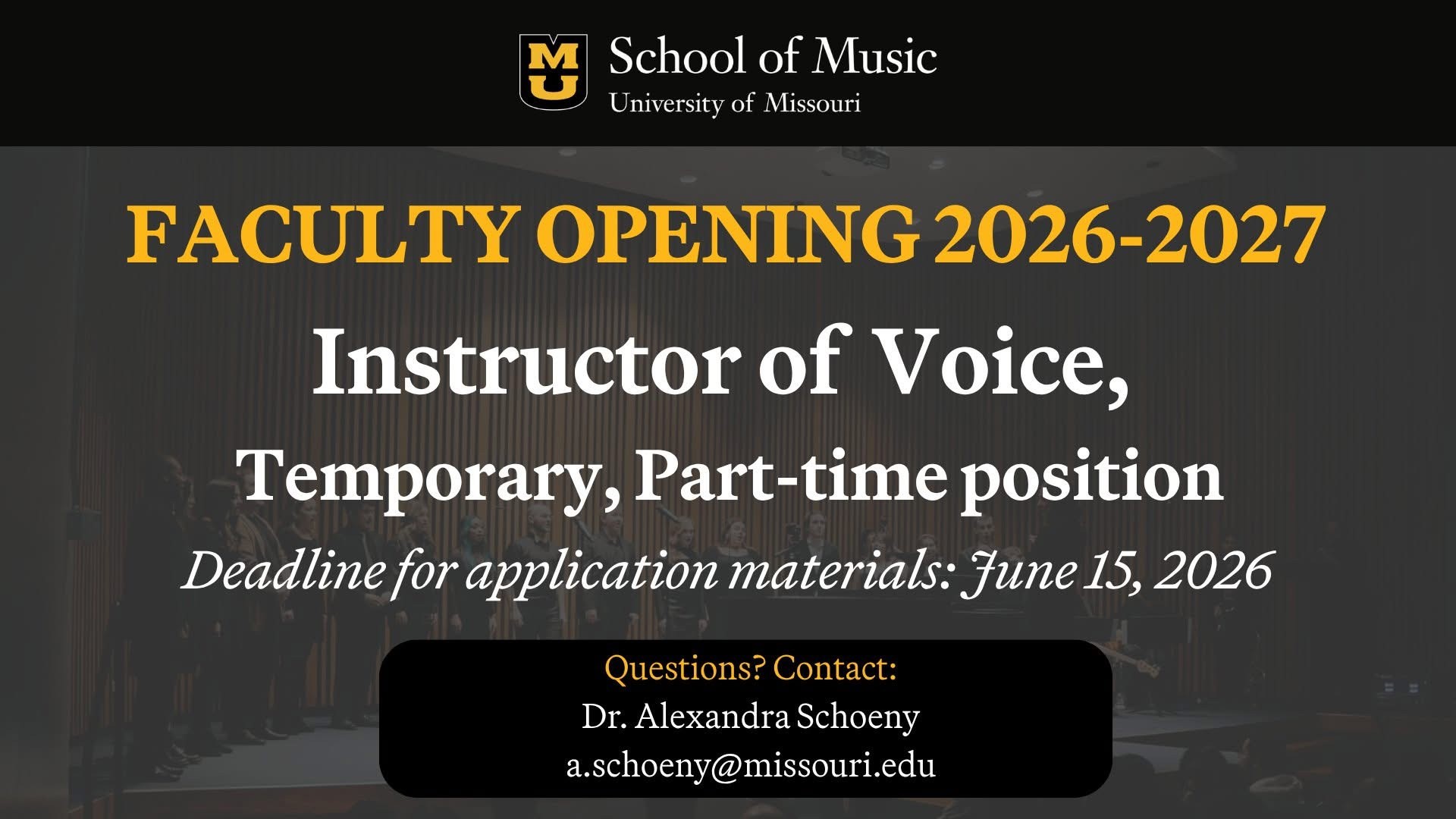 Instructor of Voice - University of Missouri